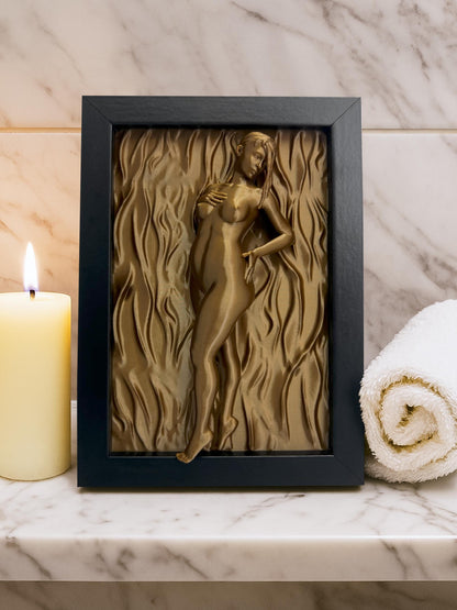 Sinnlich 3D Wanddeko - Zeitgenössisch Akt weibliche Figur in Rahmen, Sinnlich Kunst Zuhause Accent, Handcrafted Wand Skulptur