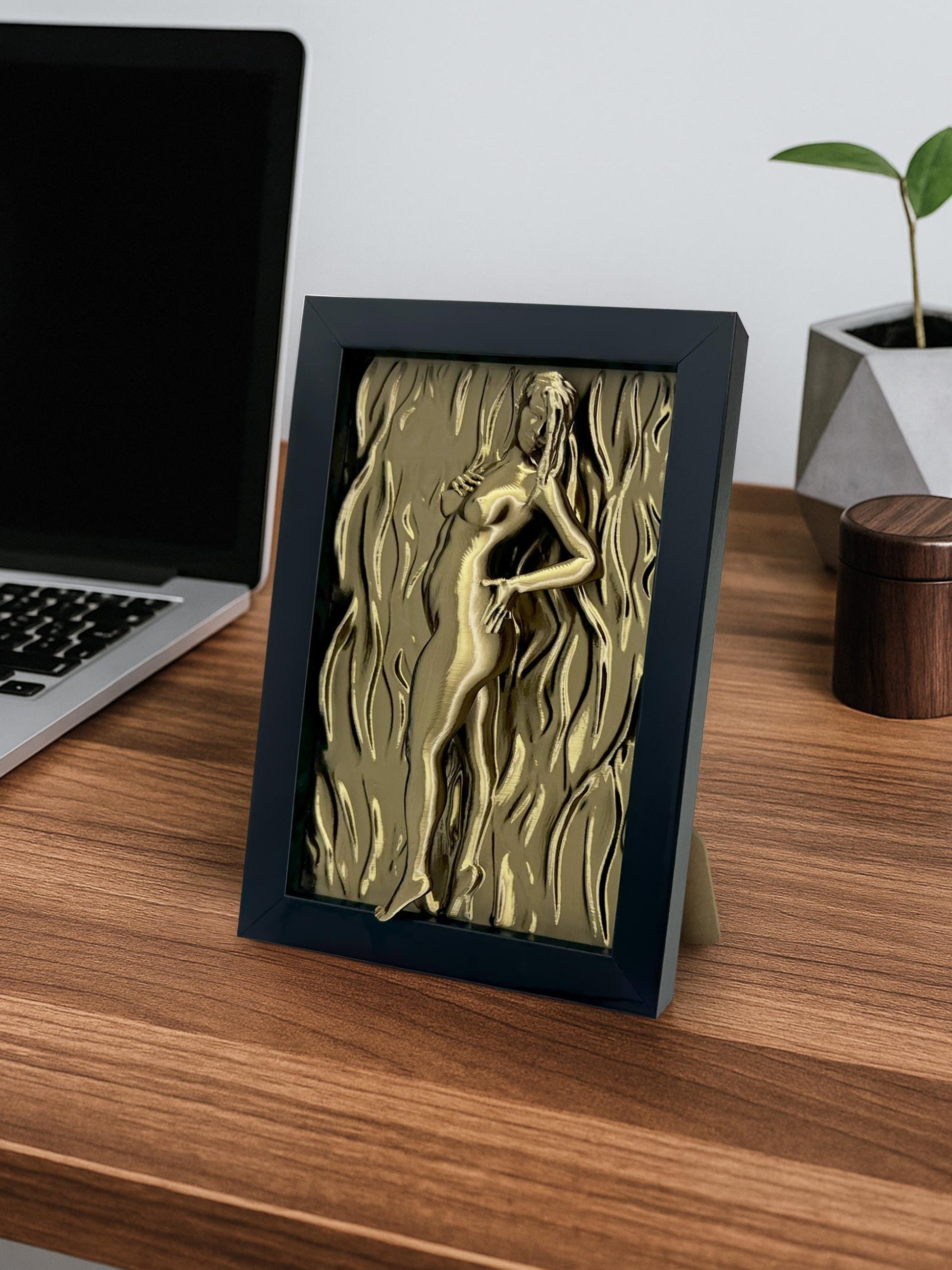 Sinnlich 3D Wanddeko - Zeitgenössisch Akt weibliche Figur in Rahmen, Sinnlich Kunst Zuhause Accent, Handcrafted Wand Skulptur