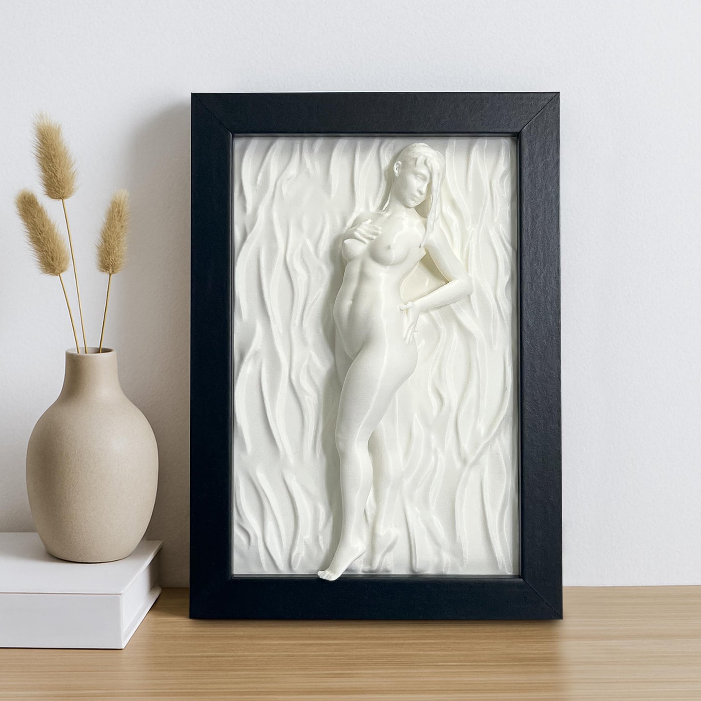Sinnlich 3D Wanddeko - Zeitgenössisch Akt weibliche Figur in Rahmen, Sinnlich Kunst Zuhause Accent, Handcrafted Wand Skulptur