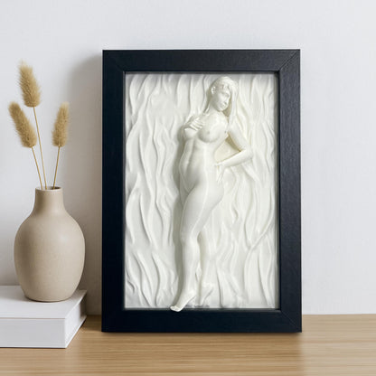 Sinnlich 3D Wanddeko - Zeitgenössisch Akt weibliche Figur in Rahmen, Sinnlich Kunst Zuhause Accent, Handcrafted Wand Skulptur