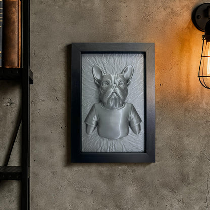 French Bulldog 3D Wandkunst – Hundeliebhaber Geschenk, Witzig Pet Deko, 3D-gedruckt Bulldog Skulptur in Rahmen, Modern Wanddeko