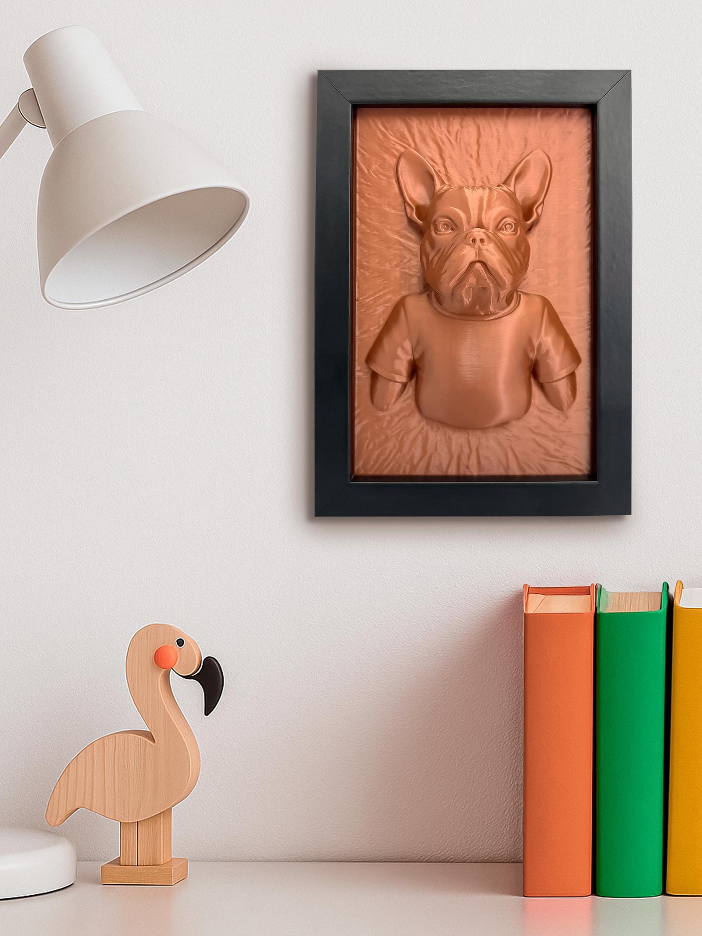 French Bulldog 3D Wandkunst – Hundeliebhaber Geschenk, Witzig Pet Deko, 3D-gedruckt Bulldog Skulptur in Rahmen, Modern Wanddeko