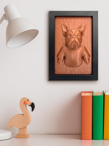 French Bulldog 3D Wandkunst – Hundeliebhaber Geschenk, Witzig Pet Deko, 3D-gedruckt Bulldog Skulptur in Rahmen, Modern Wanddeko