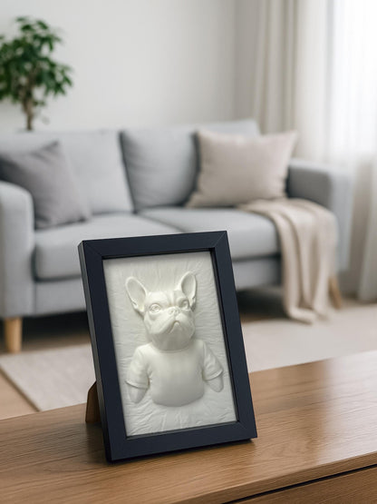 French Bulldog 3D Wandkunst – Hundeliebhaber Geschenk, Witzig Pet Deko, 3D-gedruckt Bulldog Skulptur in Rahmen, Modern Wanddeko