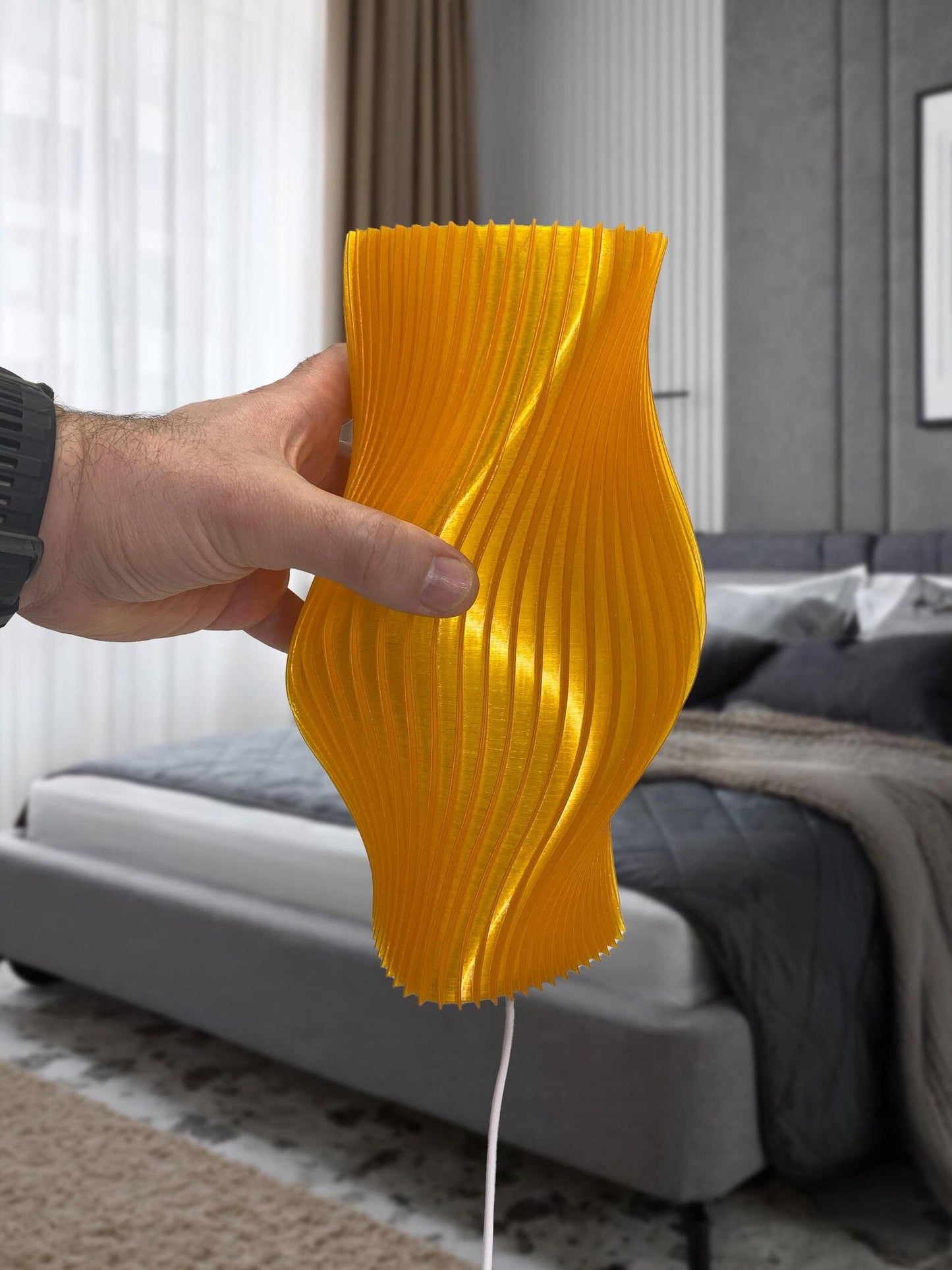 Twist Flow 3D-gedruckt Lampe – Modern Minimalistisch TischLampee, USB Schlafzimmer Light, Einzigartig Designer Geschenk, Handmade Zuhause