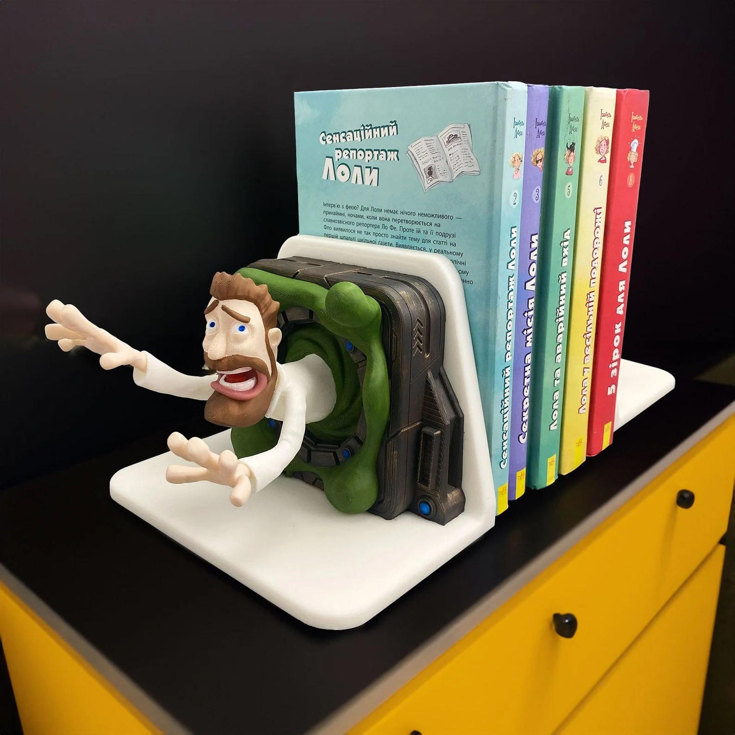 Portal Professor Bookends – Witzig 3D-gedruckt Book Halter, Geek Wohnaccessoire, Einzigartig Geschenk für Men, Gamer Schreibtisch Organizer