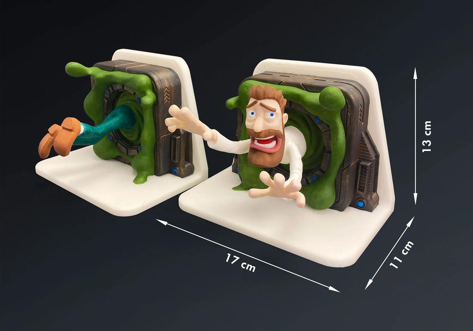 Portal Professor Bookends – Witzig 3D-gedruckt Book Halter, Geek Wohnaccessoire, Einzigartig Geschenk für Men, Gamer Schreibtisch Organizer