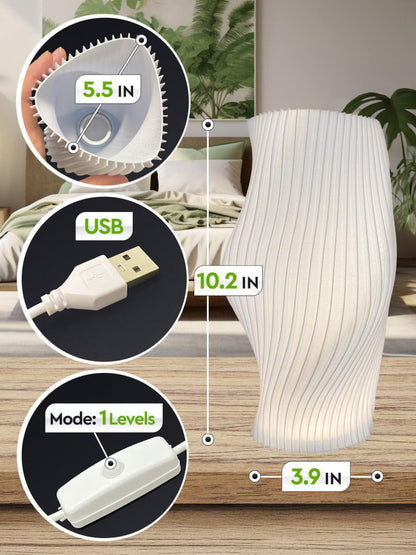 Twist Flow 3D-gedruckt Lampe – Modern Minimalistisch TischLampee, USB Schlafzimmer Light, Einzigartig Designer Geschenk, Handmade Zuhause