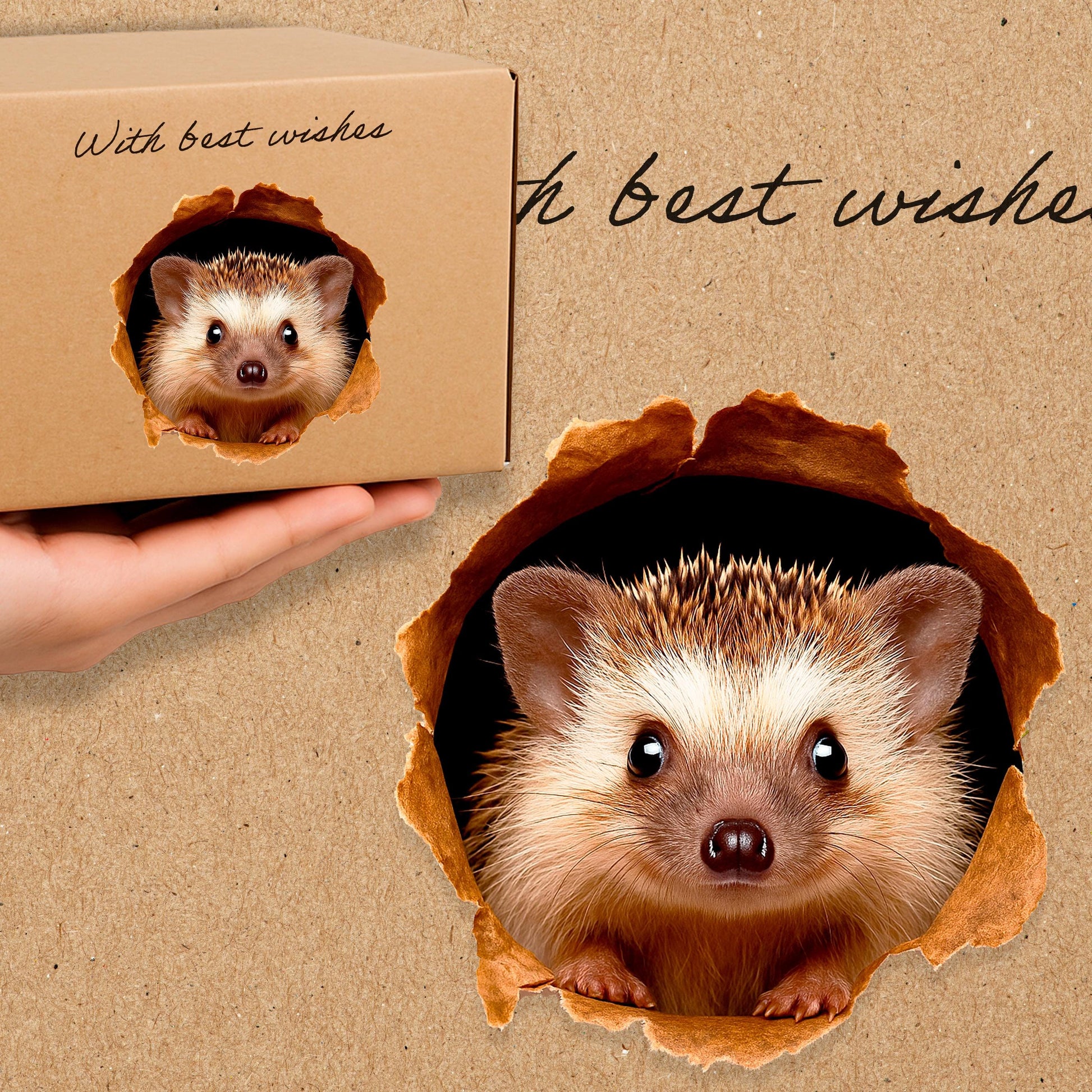 3D Hedgehog Wand Decal, Realistic Wildlife Vinyl Sticker, Niedlich Hedgehog Hole Kunst für Zuhause Aesthetic, Küche oder