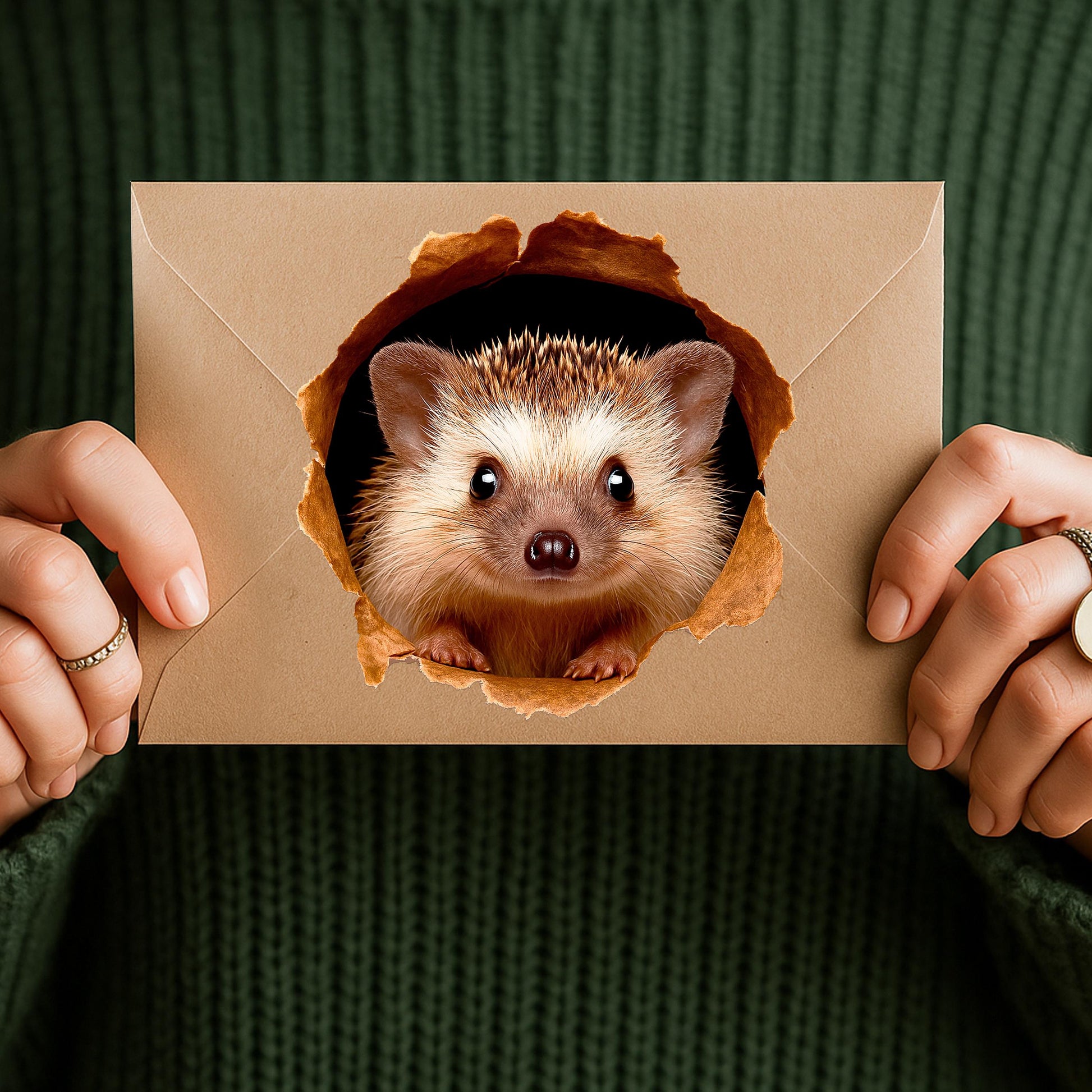 3D Hedgehog Wand Decal, Realistic Wildlife Vinyl Sticker, Niedlich Hedgehog Hole Kunst für Zuhause Aesthetic, Küche oder