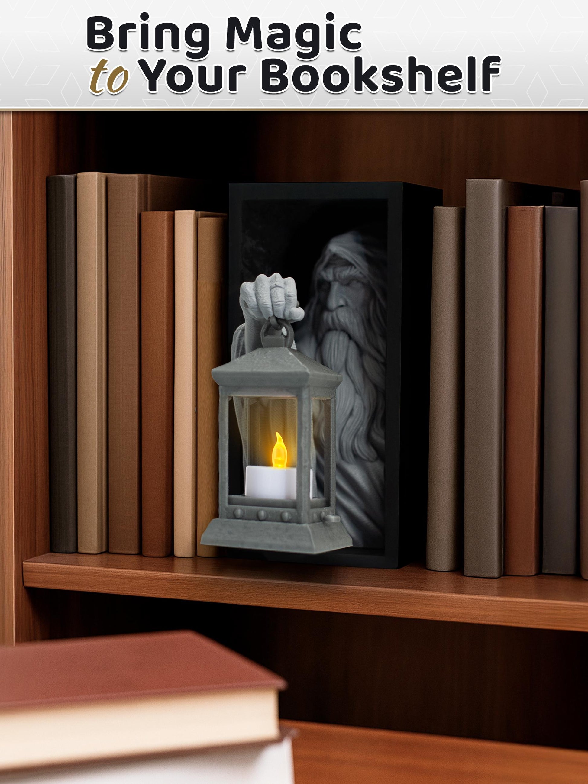 Wizard Lantern Book Nook Insert – 3D Fantasy Shelf Deko - Plexiwire 3D Drucke