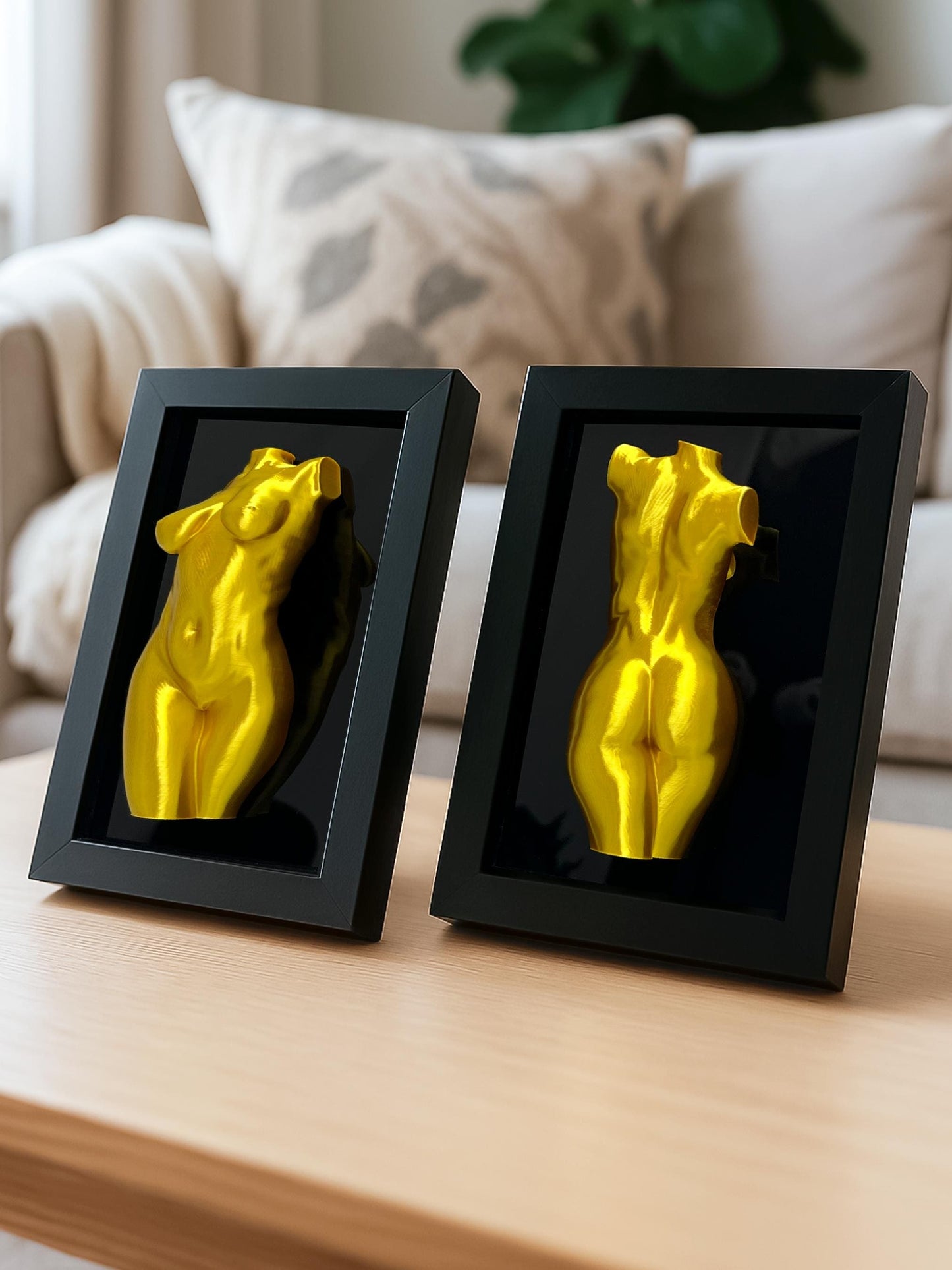 3D Frauenkörper-Wandkunst im Rahmen – moderne Akt-Skulptur fürs Schlafzimmer