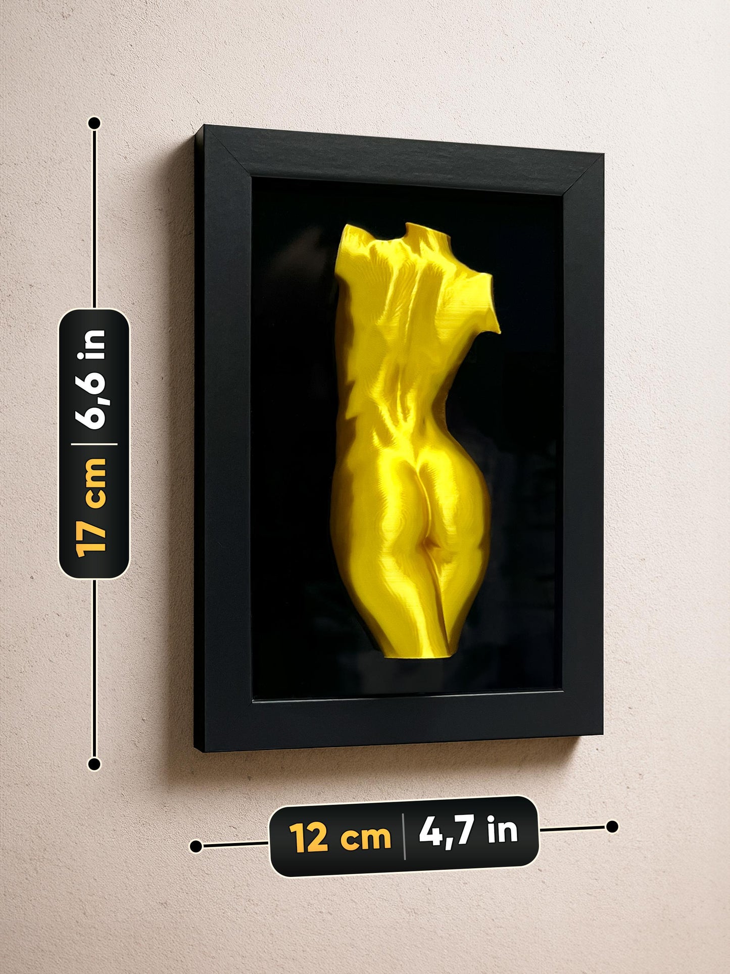 3D Frauenkörper-Wandkunst im Rahmen – moderne Akt-Skulptur fürs Schlafzimmer