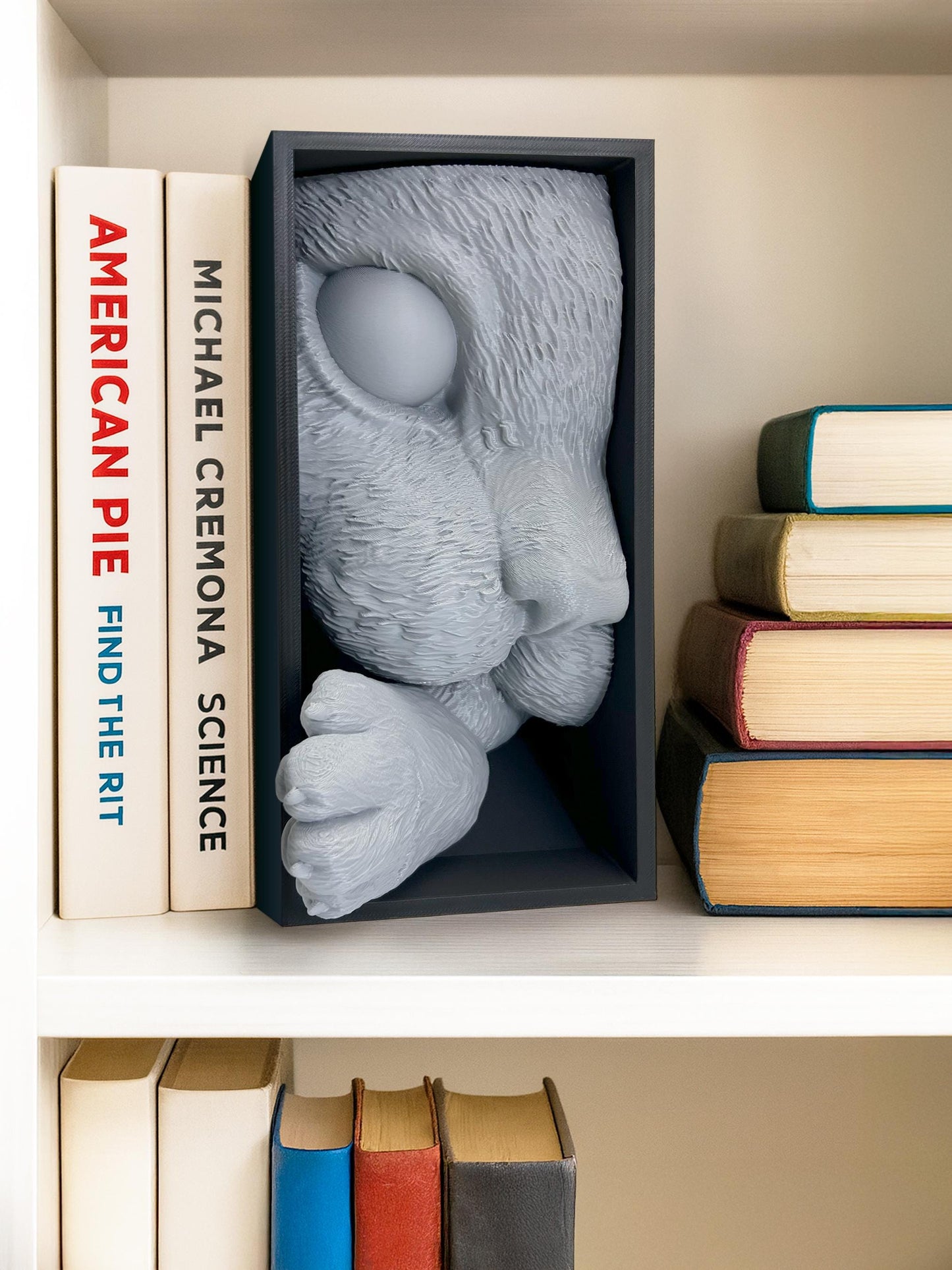 3D Cat Book Nook Insert – Animal Bücherregal-Deko, Niedlich Cat Skulptur, 3D-gedruckt Bookshelf Insert, Geschenk für Book