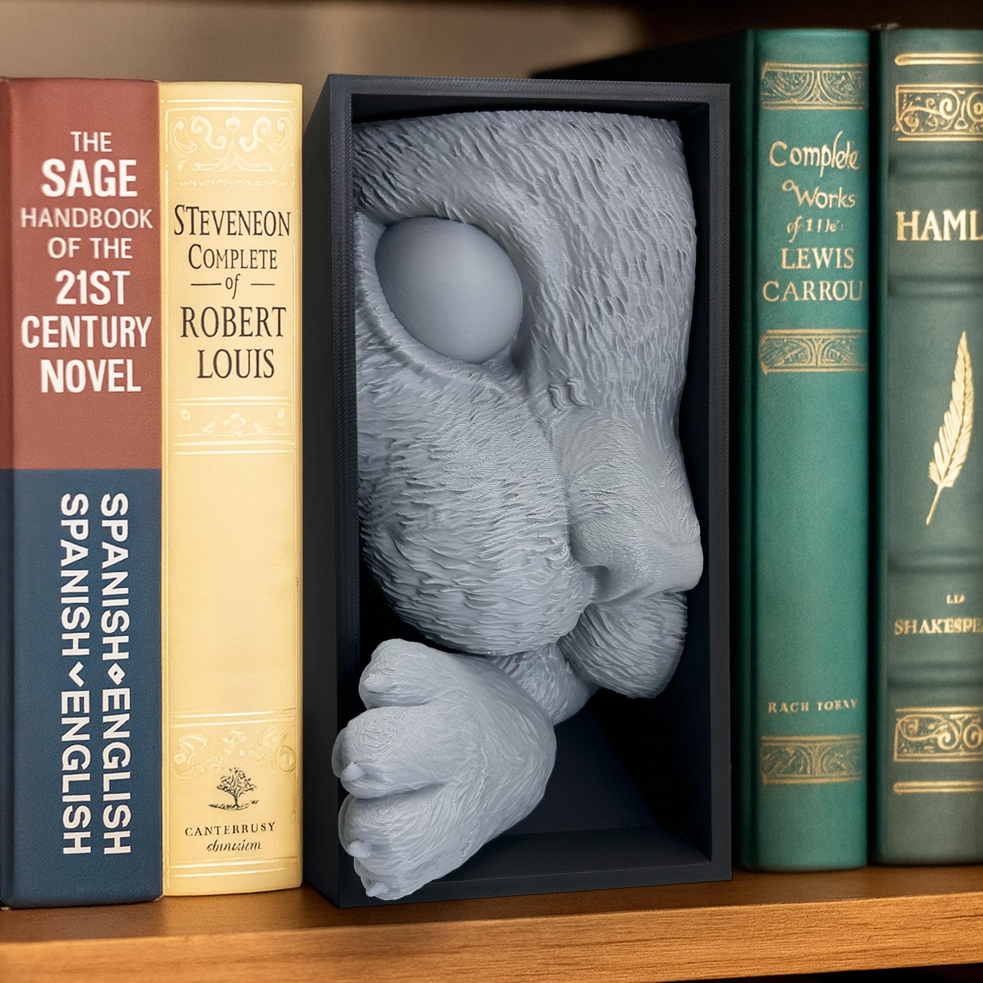 3D Cat Book Nook Insert – Animal Bücherregal-Deko, Niedlich Cat Skulptur, 3D-gedruckt Bookshelf Insert, Geschenk für Book