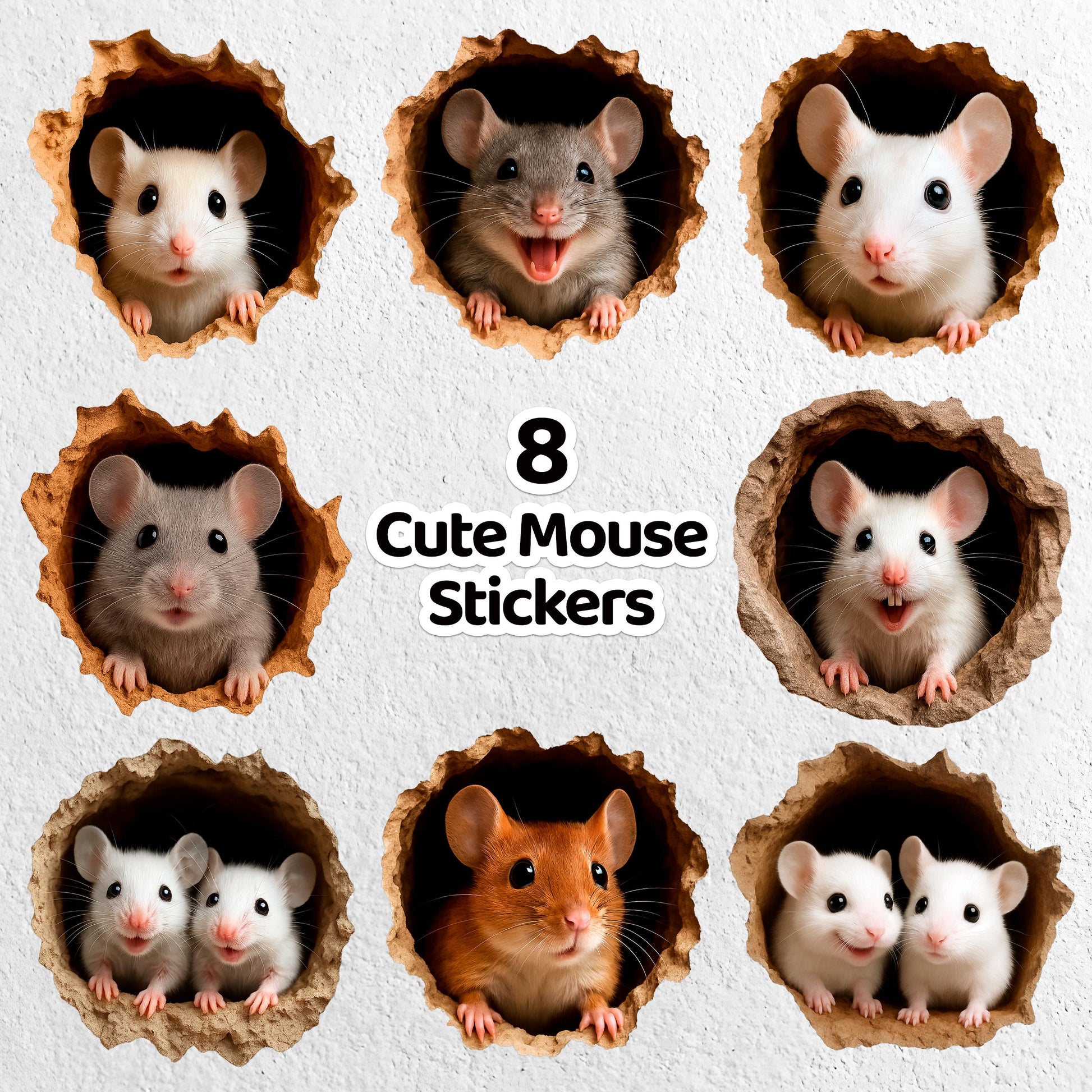 Witzig Mouse Hole Wand Stickers Set, Niedlich 3D Wand Decals - Plexiwire 3D Drucke