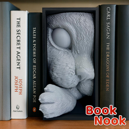 3D Cat Book Nook Insert – Animal Bücherregal-Deko, Niedlich Cat Skulptur, 3D-gedruckt Bookshelf Insert, Geschenk für Book