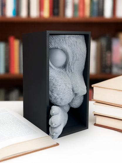 3D Cat Book Nook Insert – Animal Bücherregal-Deko, Niedlich Cat Skulptur, 3D-gedruckt Bookshelf Insert, Geschenk für Book