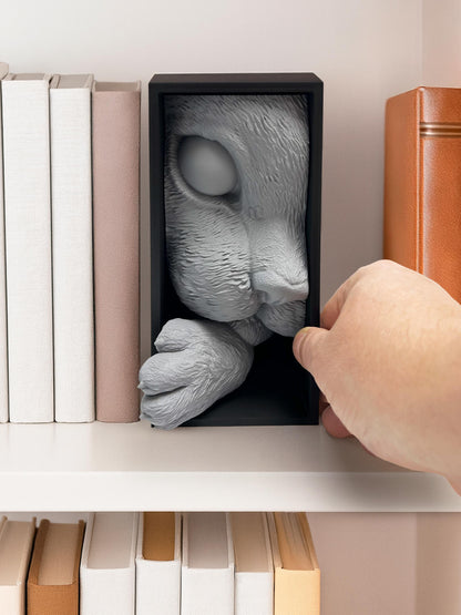 3D Cat Book Nook Insert – Animal Bücherregal-Deko, Niedlich Cat Skulptur, 3D-gedruckt Bookshelf Insert, Geschenk für Book