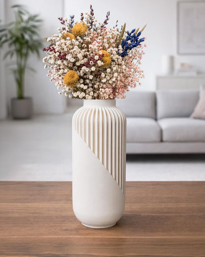 Minimalist Ribbed Matte Vase Sculptural Nordic Decor Elegant Gift for Her - Plexiwire 3D Prints