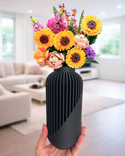 Minimalist Ribbed Matte Vase Sculptural Nordic Decor Elegant Gift for Her - Plexiwire 3D Prints