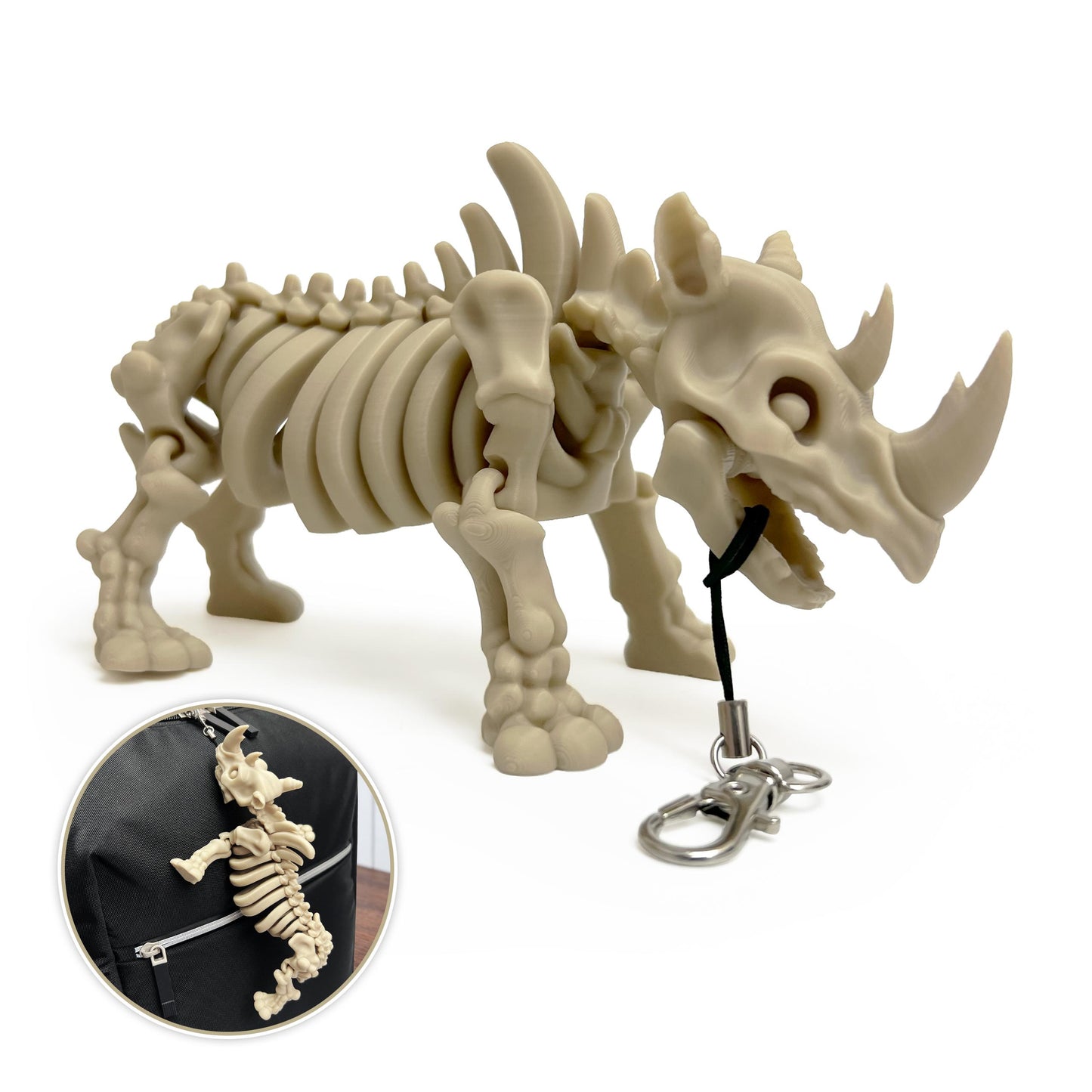Flexibel Triceratops-Skelett-Schlüsselanhänger 3D-gedruckt Dinosaurier Toy Beweglich Geschenk - Plexiwire 3D Drucke