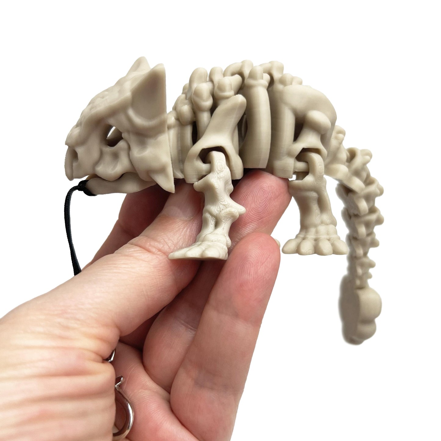Triceratops-Skelett-Schlüsselanhänger Beweglich Dino-Taschenanhänger Fidget-Spielzeug Geschenk - Plexiwire 3D Drucke