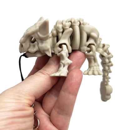 Triceratops-Skelett-Schlüsselanhänger Beweglich Dino-Taschenanhänger Fidget-Spielzeug Geschenk - Plexiwire 3D Drucke