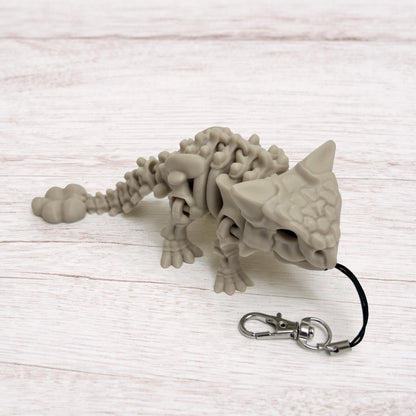Triceratops-Skelett-Schlüsselanhänger Beweglich Dino-Taschenanhänger Fidget-Spielzeug Geschenk - Plexiwire 3D Drucke
