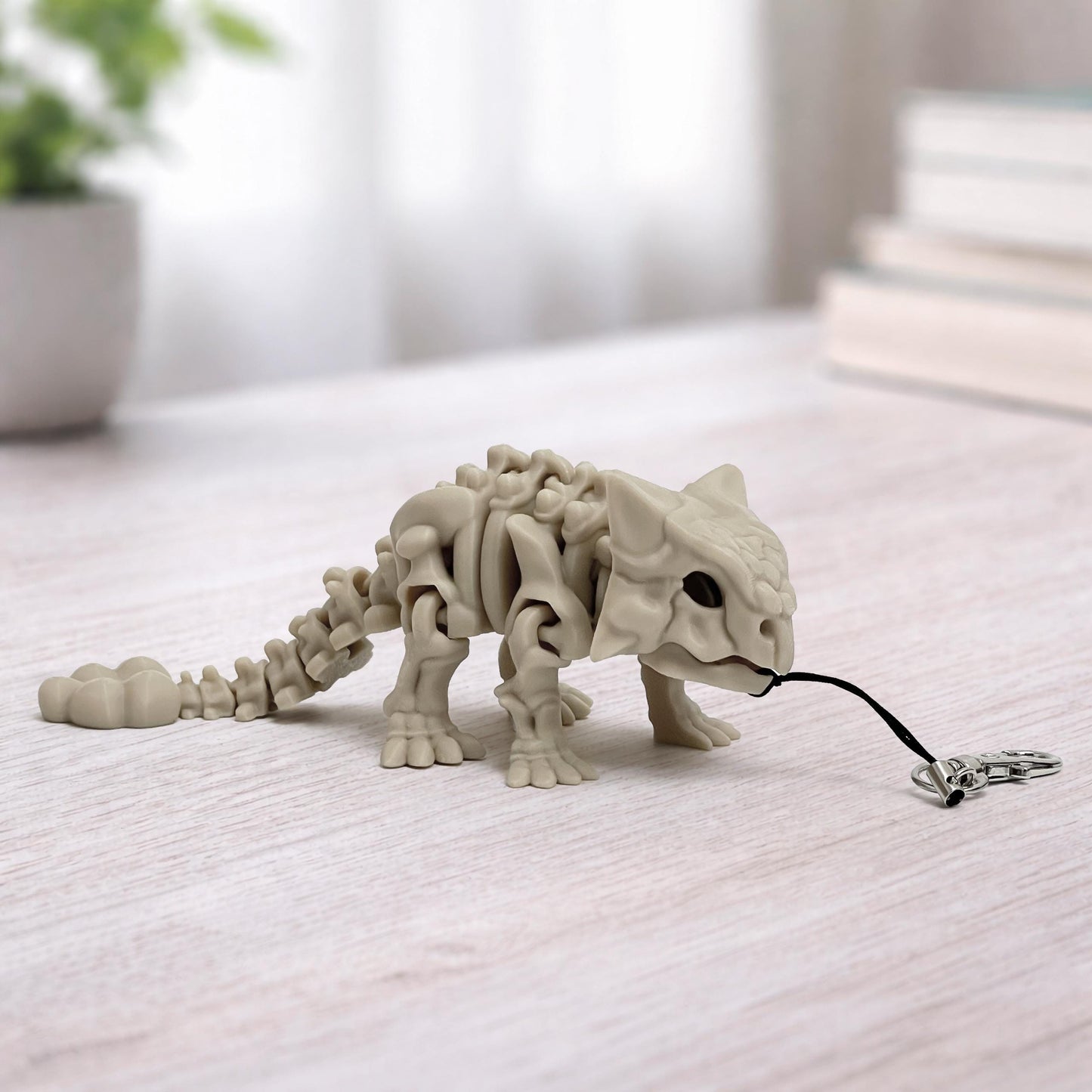 Triceratops-Skelett-Schlüsselanhänger Beweglich Dino-Taschenanhänger Fidget-Spielzeug Geschenk - Plexiwire 3D Drucke