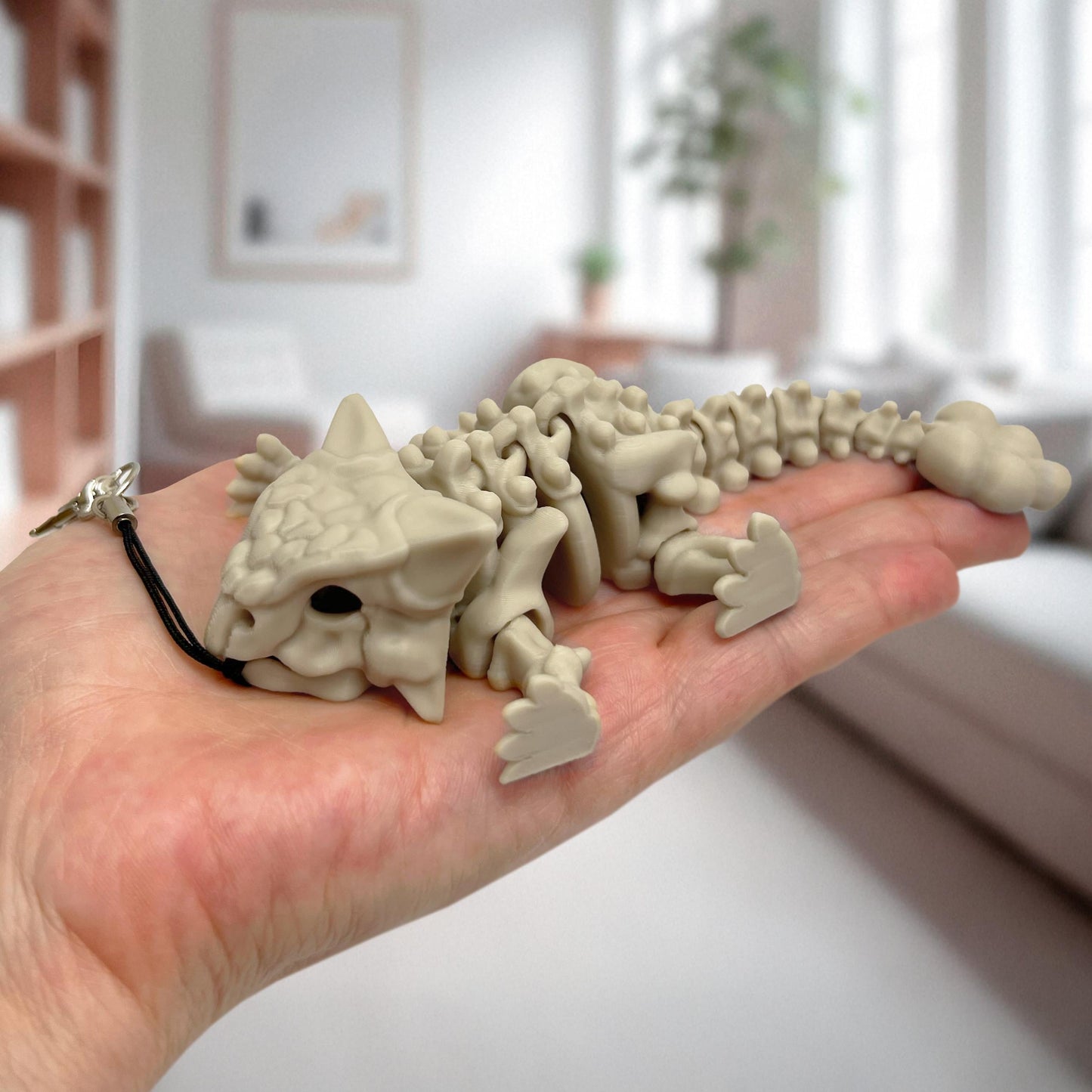 Triceratops-Skelett-Schlüsselanhänger Beweglich Dino-Taschenanhänger Fidget-Spielzeug Geschenk - Plexiwire 3D Drucke