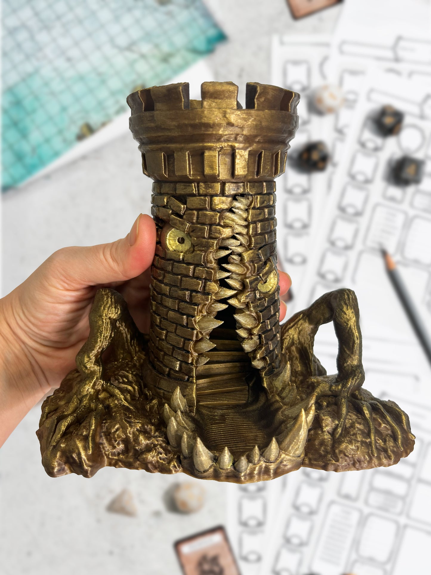 Mimic Dice Tower Hand Painted