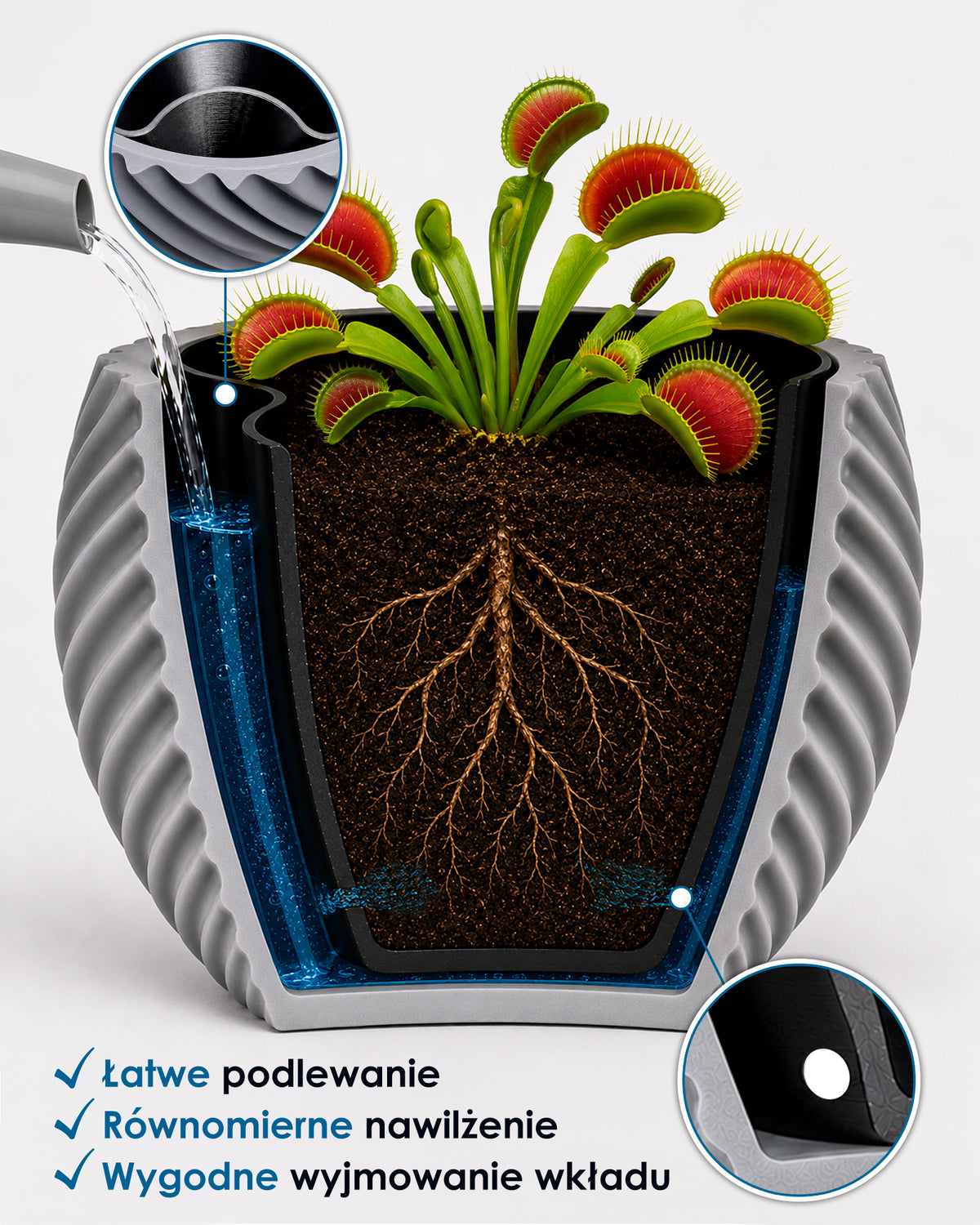 AQUA VENUS – Decorative Self-Watering Planter for Indoor Plants M / L